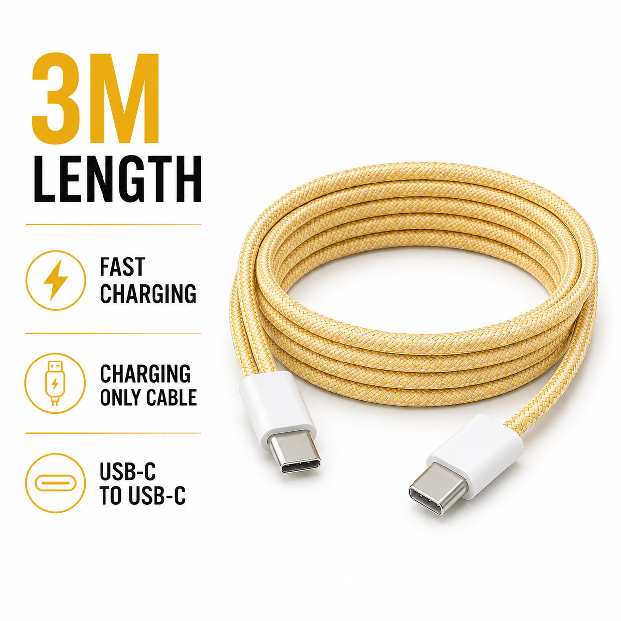 3M Fast Charging Cable Set (2-Pack) – USB to USB-C & USB-C to USB-C