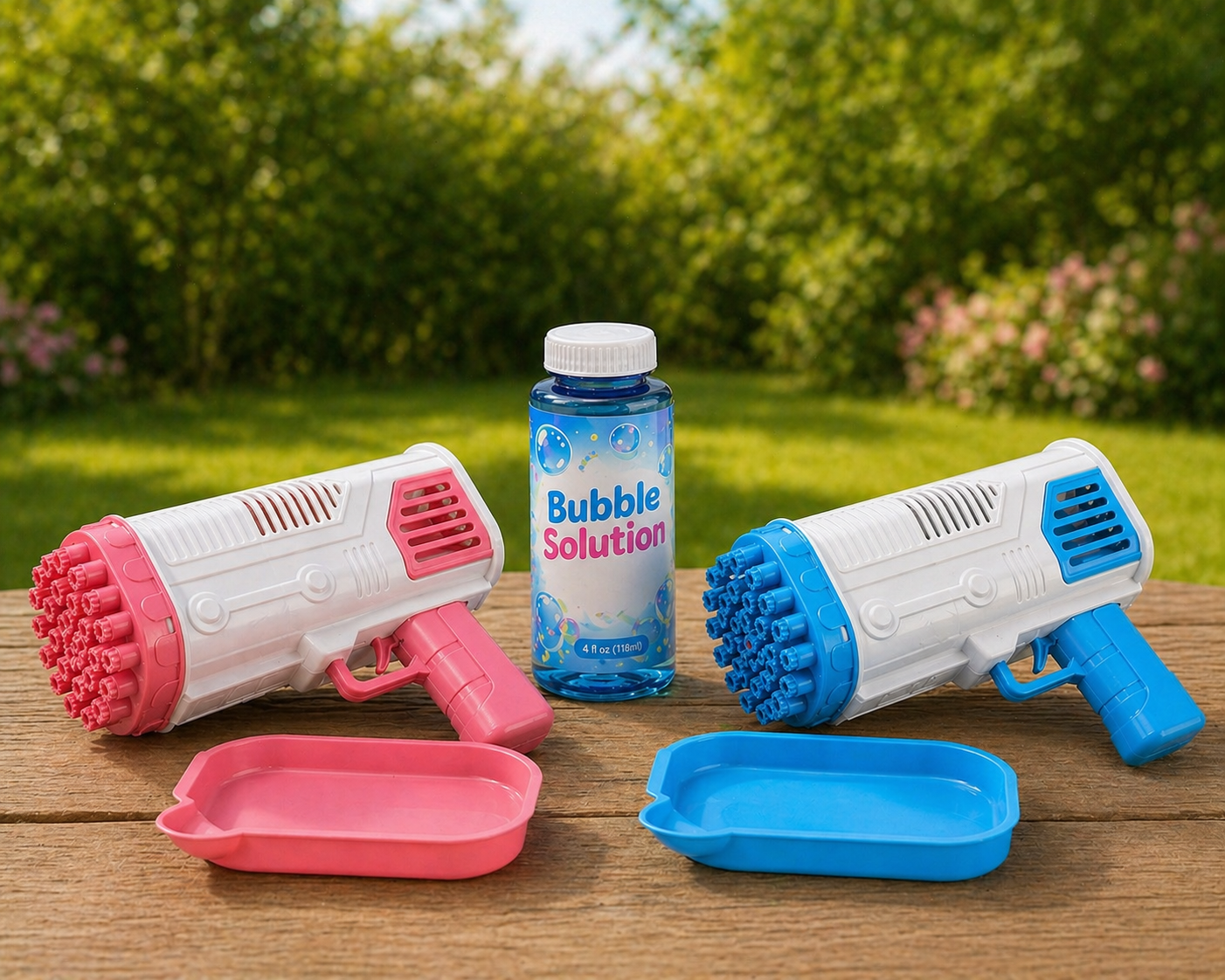 Light-Up Bubble Maker Blaster with Bubble Solution (2 Pack)