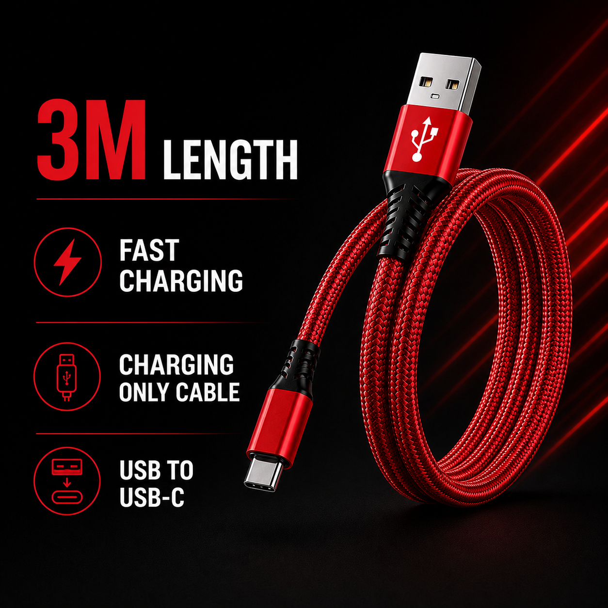 3M Fast Charging Cable Set (2-Pack) – USB to USB-C & USB-C to USB-C