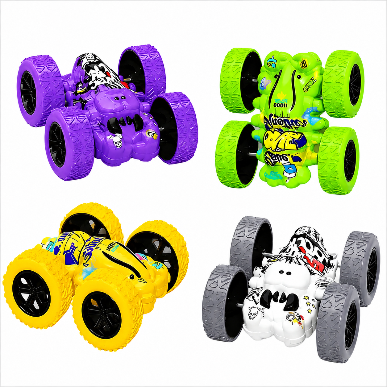 Double sided stunt toy car, Lobster or Scorpio (2 pack)
