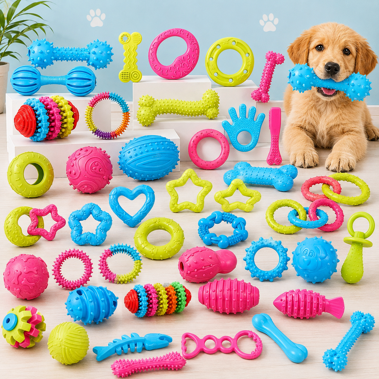 Chewable Dog Toy Set-Pack of 12 (Random selection)