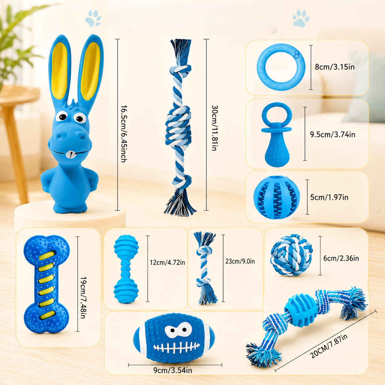 Chewable Dog Toy Set-Pack of 12 (Random selection)