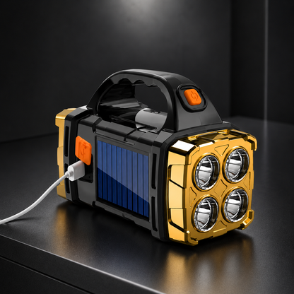 Portable LED Flashlight Solar & USB Rechargeable – 4 Light Modes