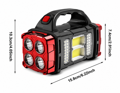 Portable LED Flashlight Solar & USB Rechargeable – 4 Light Modes