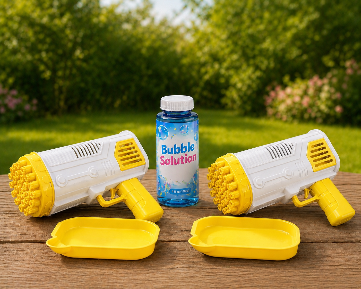 Light-Up Bubble Maker Blaster with Bubble Solution (2 Pack)